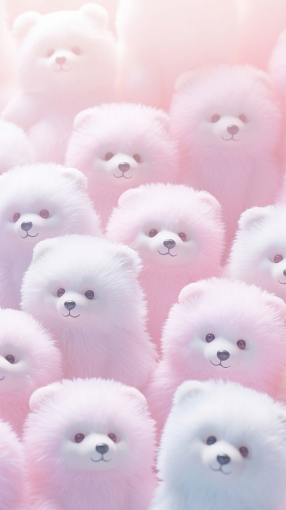 Fluffy pastel polar bear mammal pet toy.