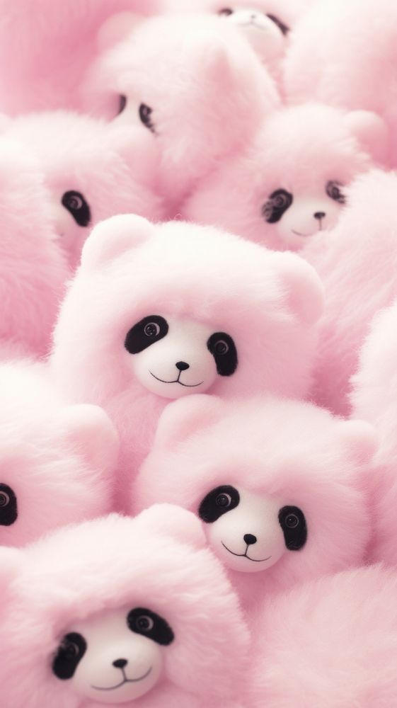 Fluffy pastel panda mammal cute toy.