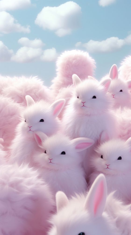 Fluffy pastel rabbit outdoors mammal animal.