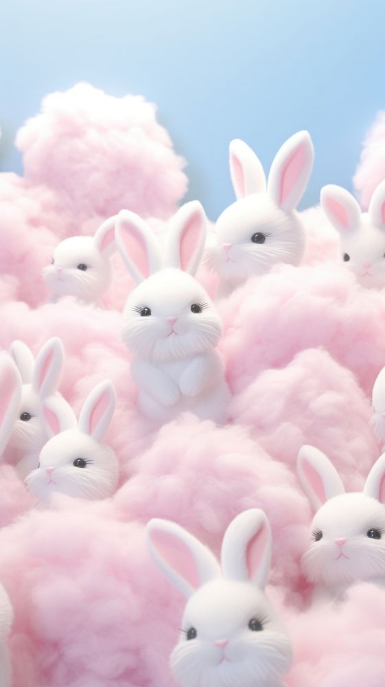 Fluffy pastel rabbit animal mammal representation.
