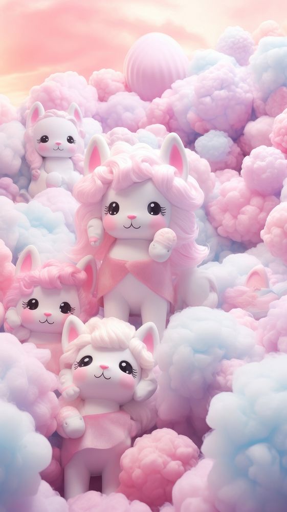 Fluffy pastel unicorn cartoon cute toy.