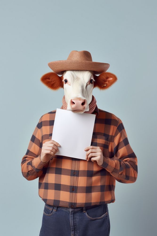 Cow wearing casual attire portrait animal photography.