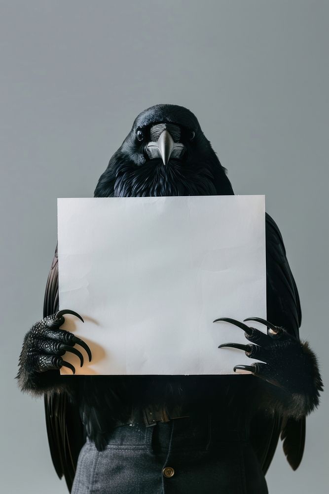 Crow wearing casual attireand animal portrait paper.