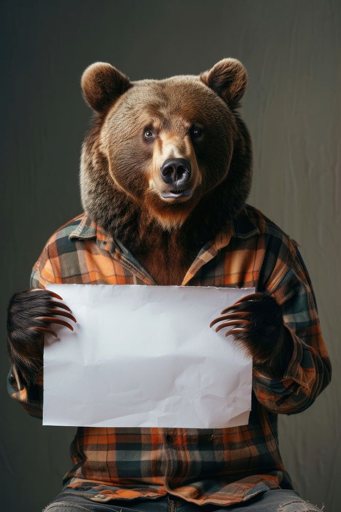 Animal bear portrait holding.