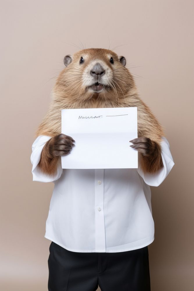 Animal beaver portrait holding.