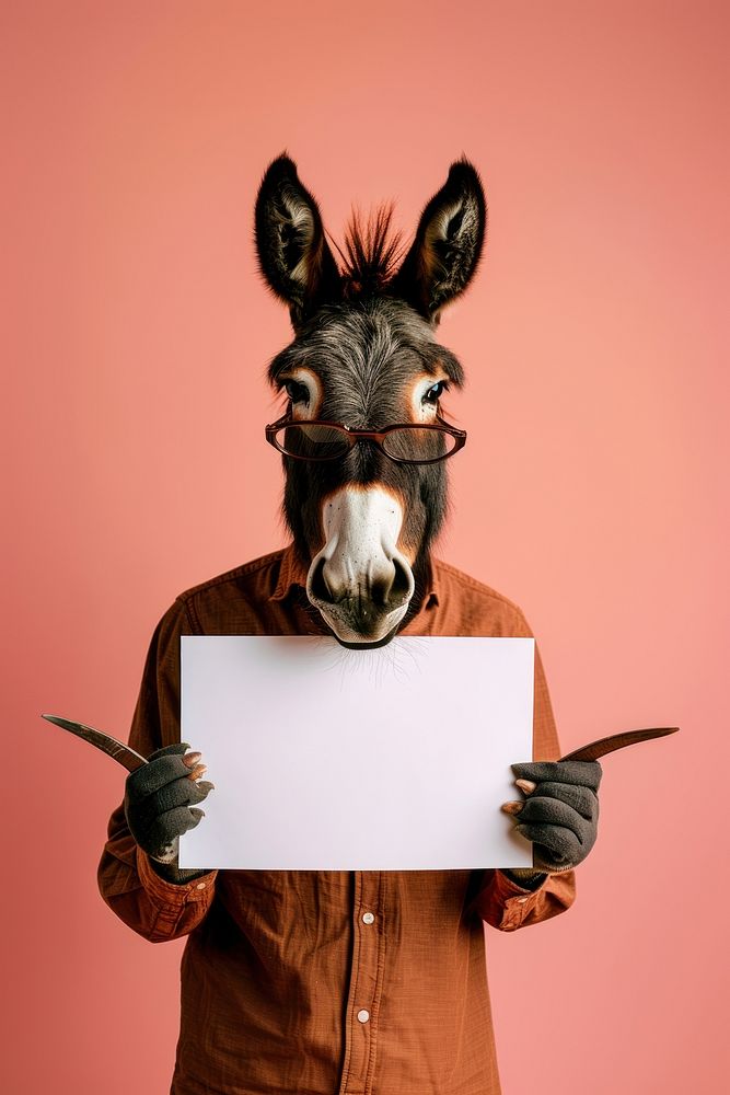 Donkey wearing casual attire animal donkey portrait.