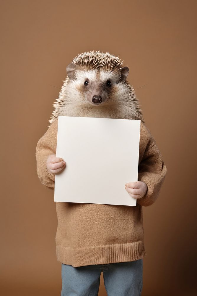Hedgehog animal portrait holding.