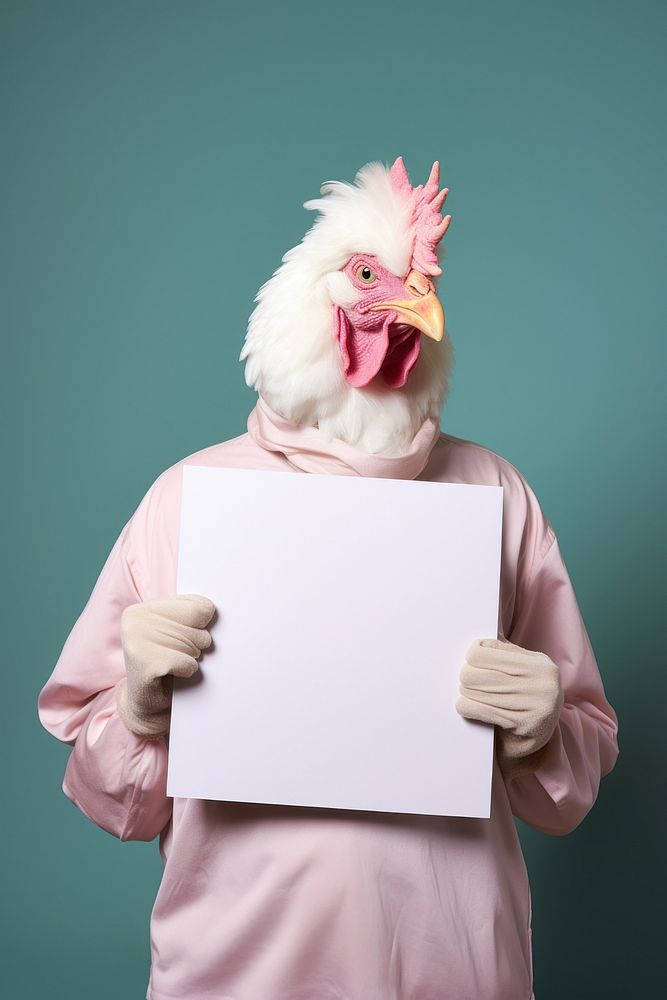 Animal portrait holding chicken.