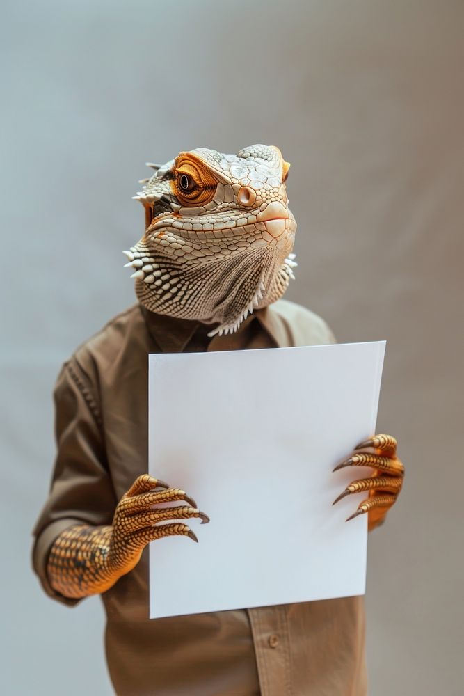 Animal portrait holding lizard.