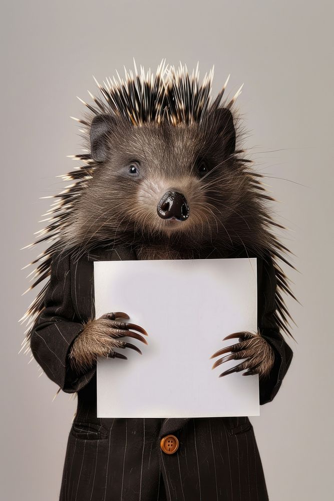 Porcupine wearing casual attireand animal porcupine hedgehog.