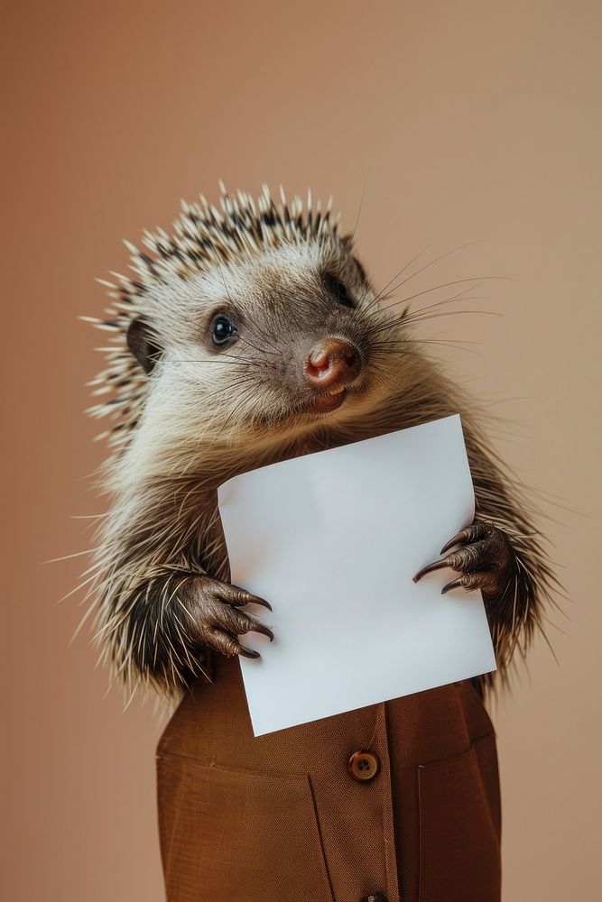 Porcupine wearing casual attireand porcupine animal hedgehog.