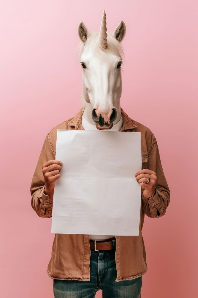 Unicorn wearing casual attire portrait animal photography.