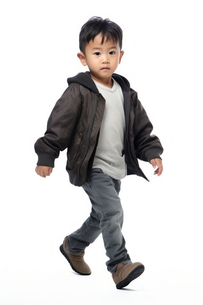 Asian kid walking portrait jacket child.