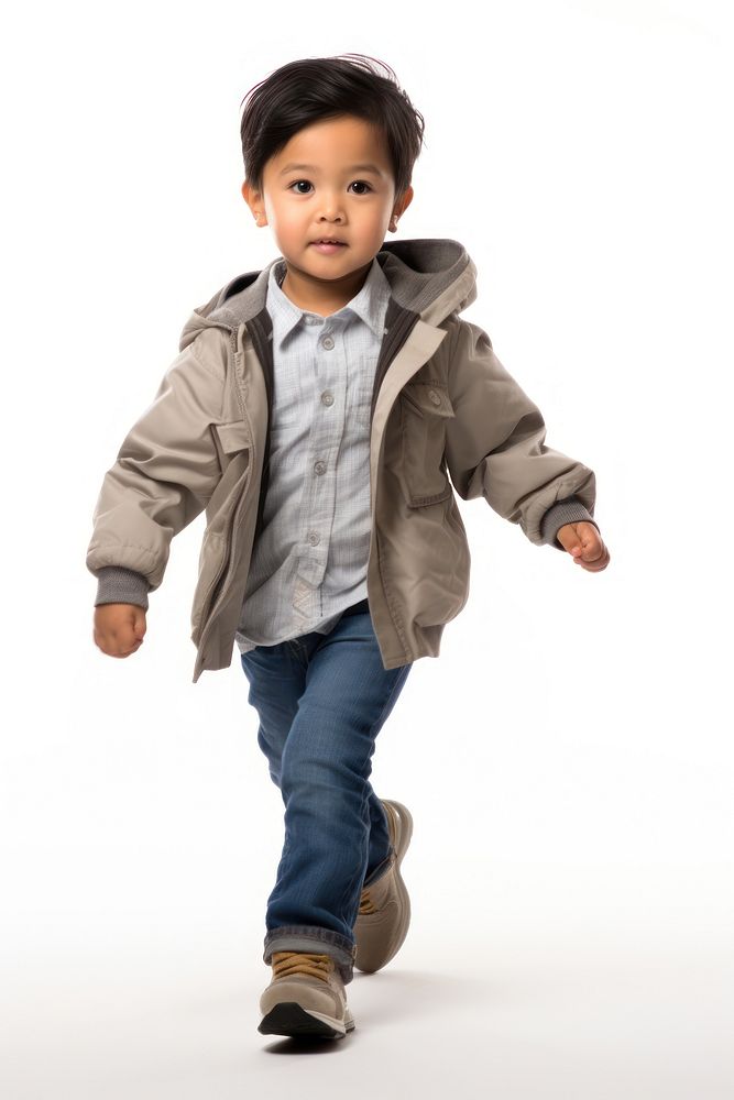 Asian kid walking portrait child photo.