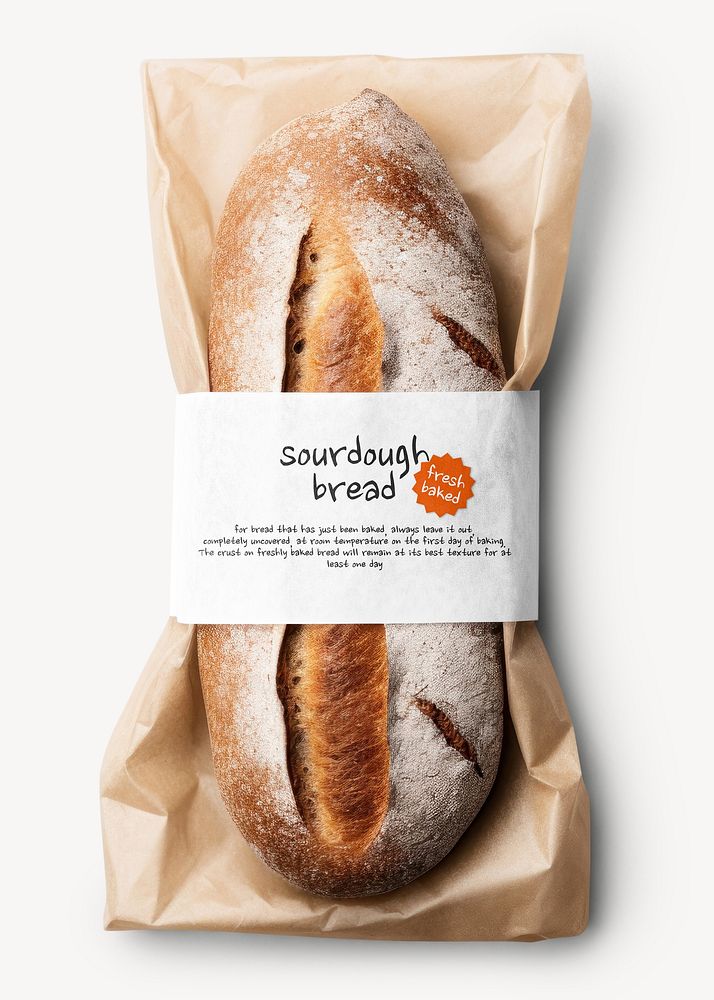 Bread packaging label mockup psd