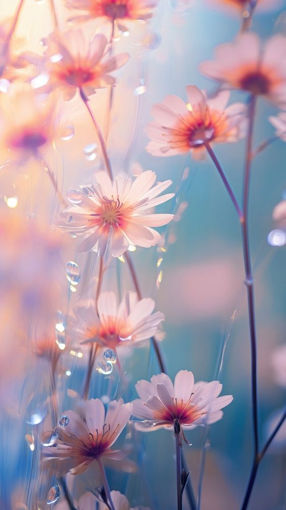 Chinese flowers with dew outdoors blossom nature.