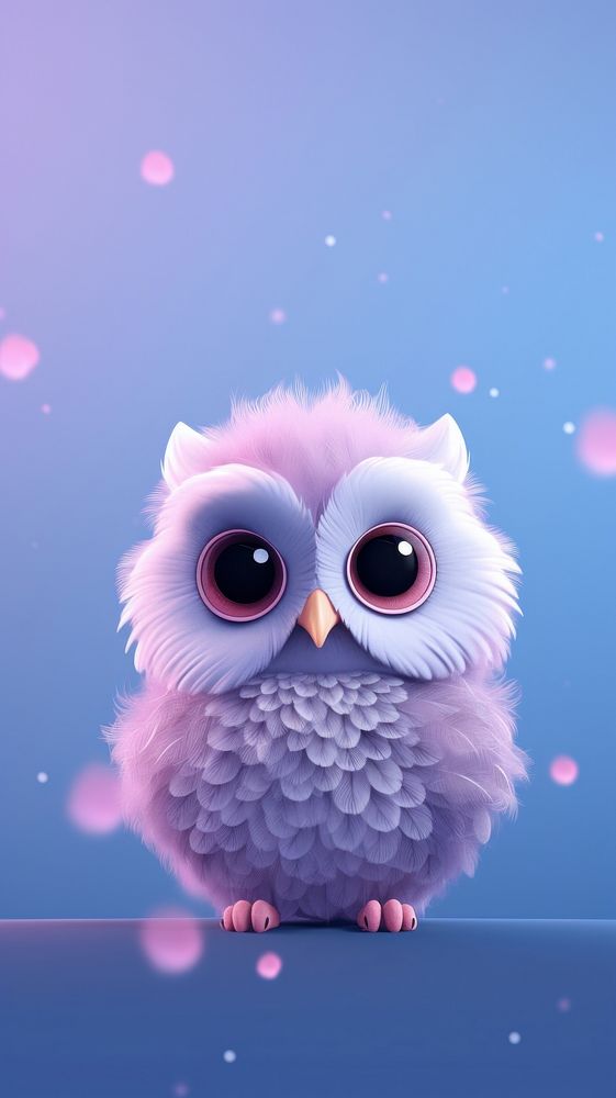 Cute Owl dreamy wallpaper cartoon animal purple.