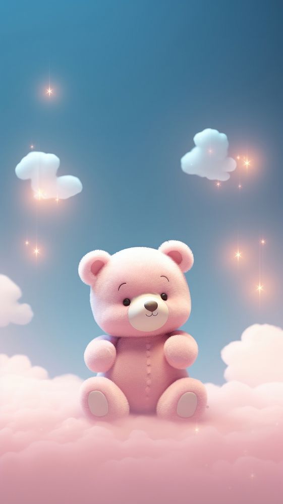 Cute Bear dreamy wallpaper cartoon nature toy.