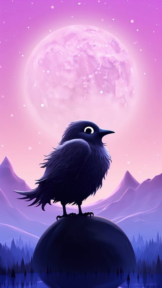 Cute Crow dreamy wallpaper animal | Premium Photo Illustration - rawpixel