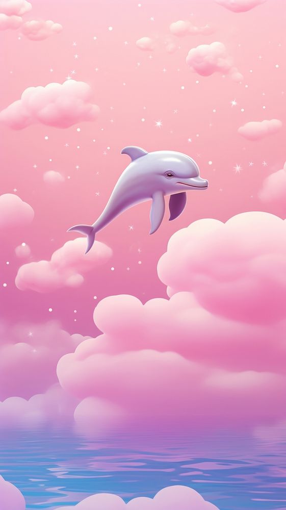 Cute Dolphin dreamy wallpaper dolphin outdoors cartoon.