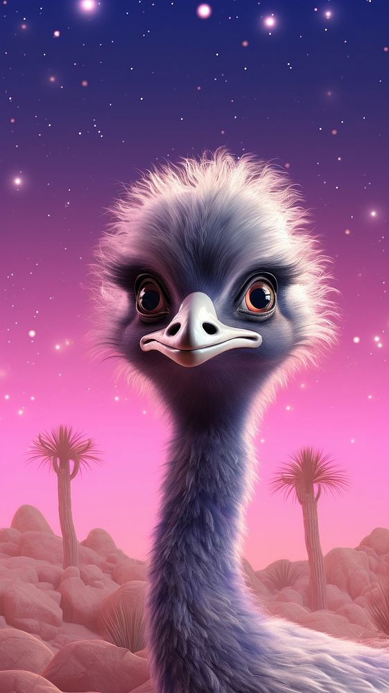 Cute Emu dreamy wallpaper animal outdoors cartoon.