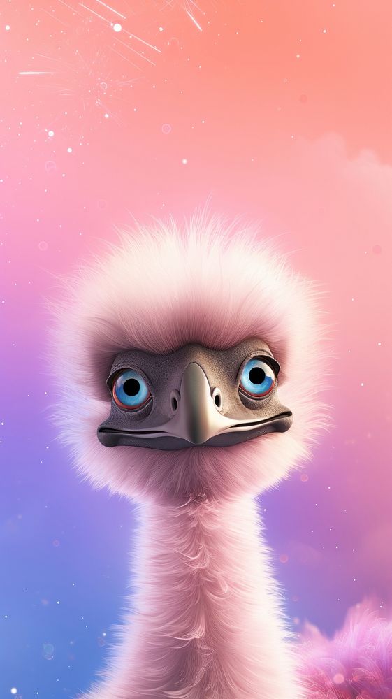 Cute Emu dreamy wallpaper animal ostrich cartoon.