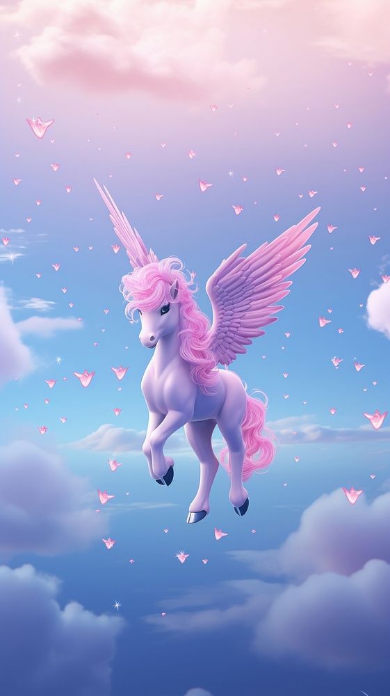 Cute pegasus dreamy wallpaper cartoon animal angel.