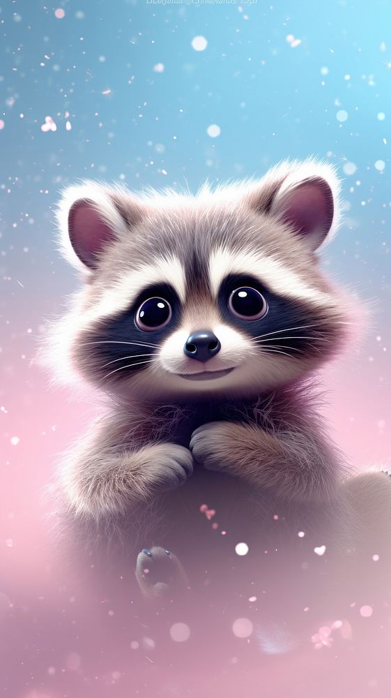 Cute Racoon dreamy wallpaper animal raccoon cartoon.