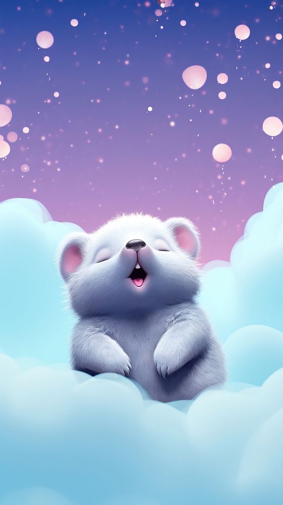 Cute Wombat dreamy wallpaper cartoon nature mammal.