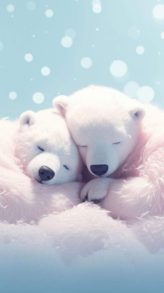 Cute 2 Polar bear animal mammal polar bear.