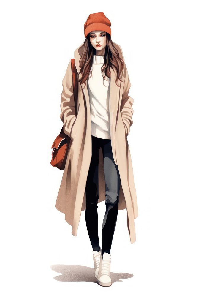 Woman wearing trendy winter casual fashion overcoat city.