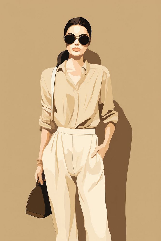 Street style cool fashion woman wearing sunglasses sleeve blouse adult.
