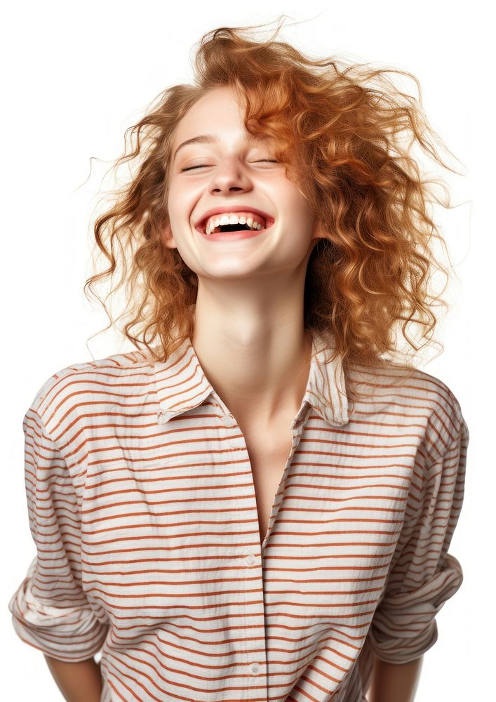 Teenage girl laughing portrait blouse.