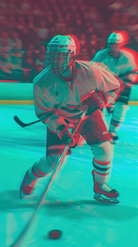 Anaglyph hockey sports helmet adult.