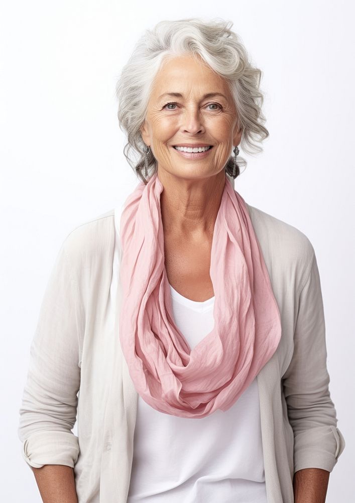 Senior woman smile portrait scarf.