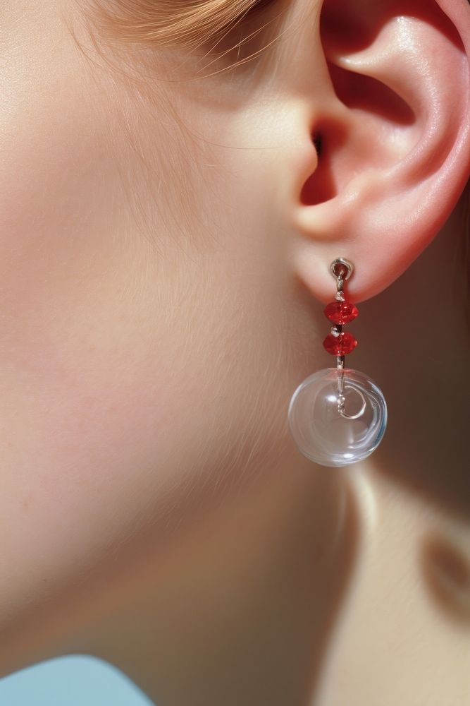 Close up ear have earrings jewelry fashion adult.