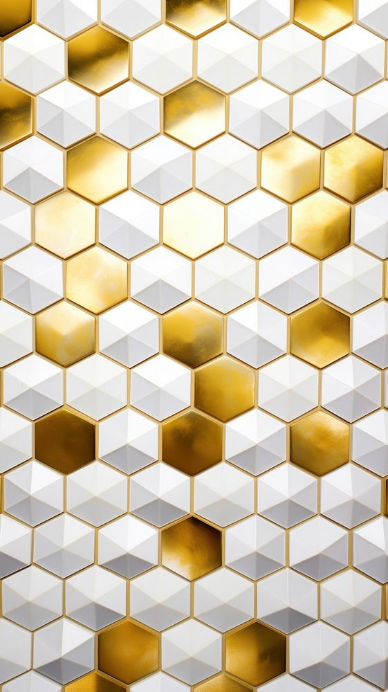 Tiles gold teture pattern backgrounds honeycomb white.