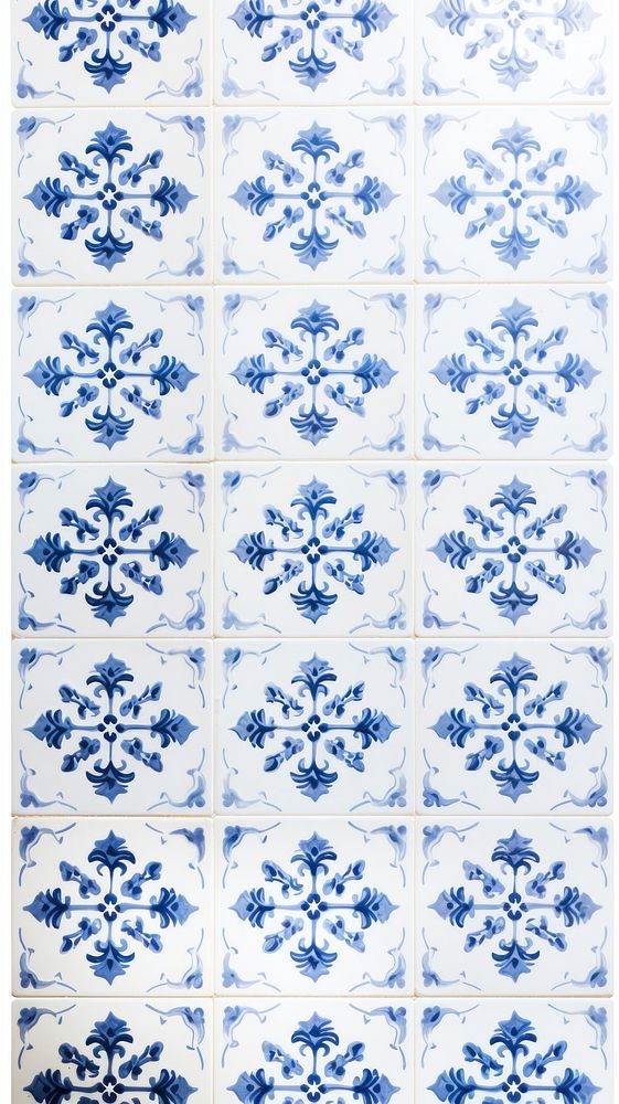 Tiles of blue pattern backgrounds white art.
