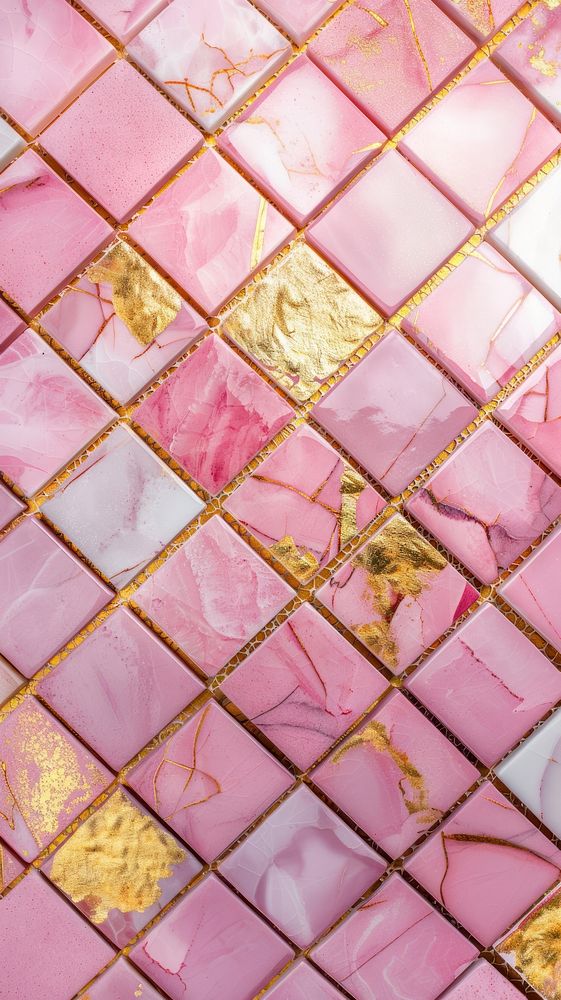 Tiles pink gold pattern backgrounds mosaic art.