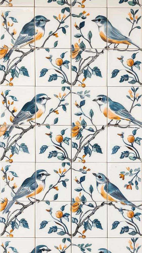 Tiles of bird pattern backgrounds architecture repetition.