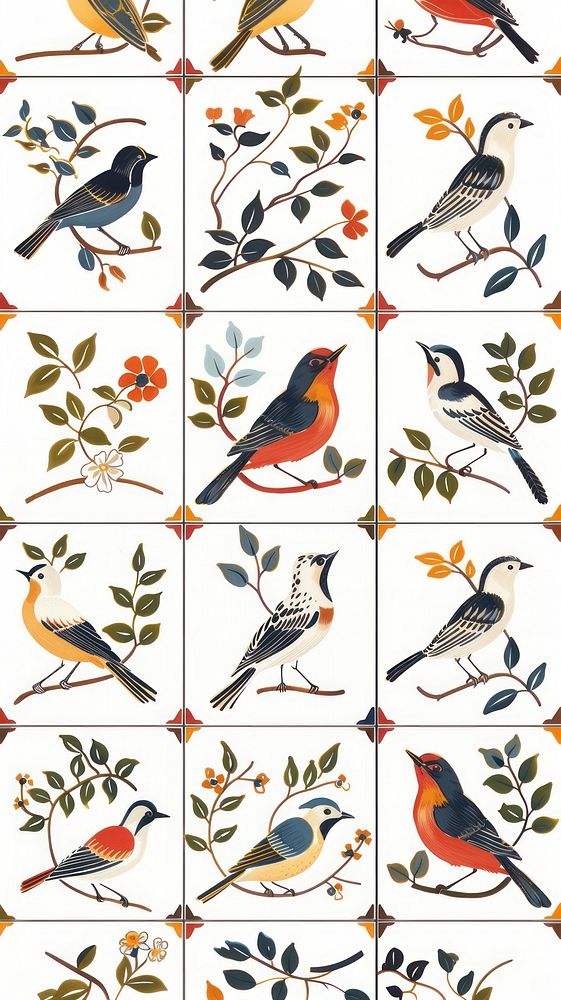 Tiles of bird pattern backgrounds repetition blackbird.