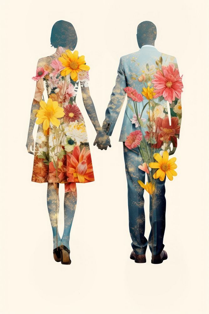 Couple holding hand flower pattern adult.