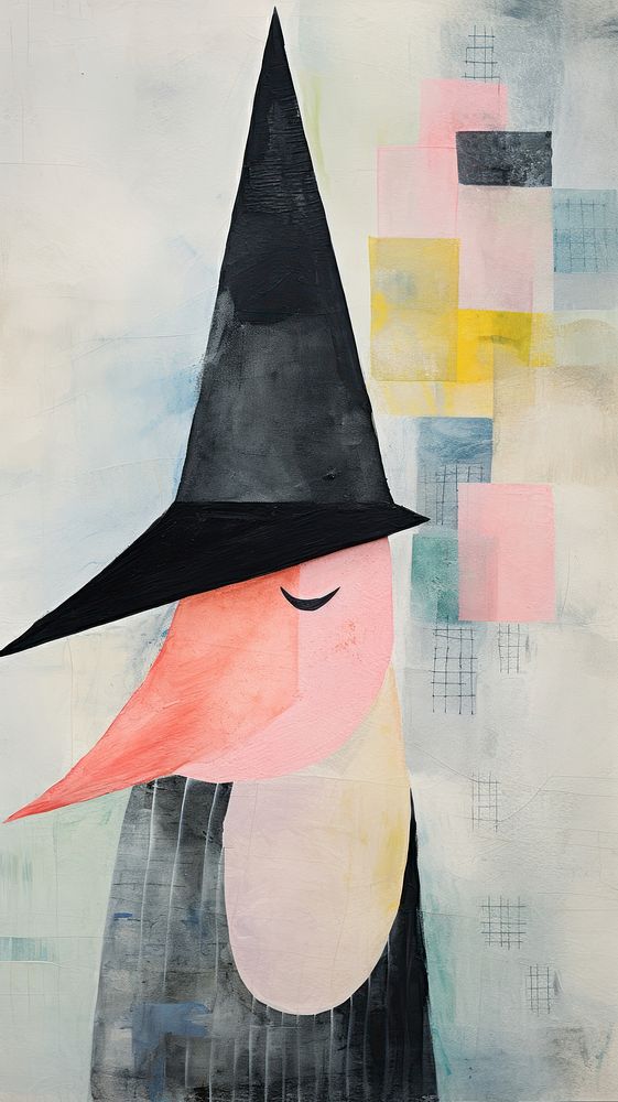 Witch hat mystery abstract painting art.