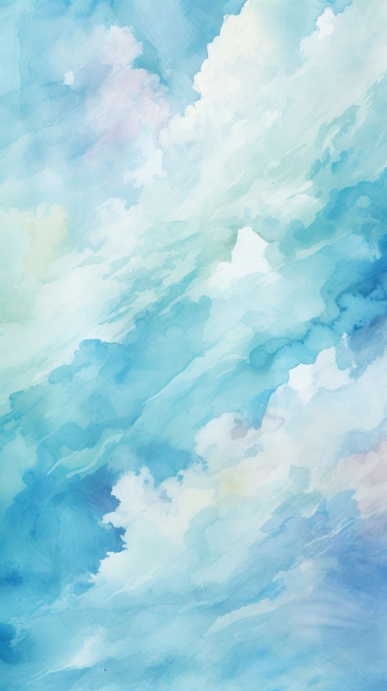 Blue sky clouds abstract painting outdoors.