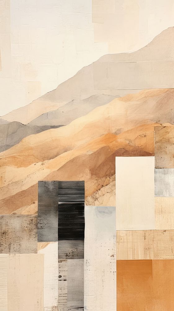 Brown desert painting collage wall.