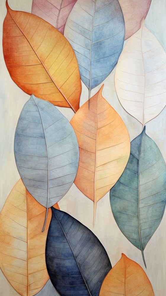 Fall leaves abstract painting plant.