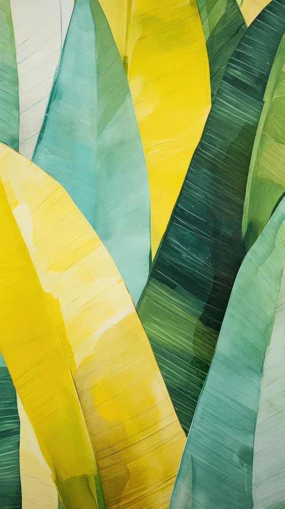 Palm leaves abstract yellow plant.