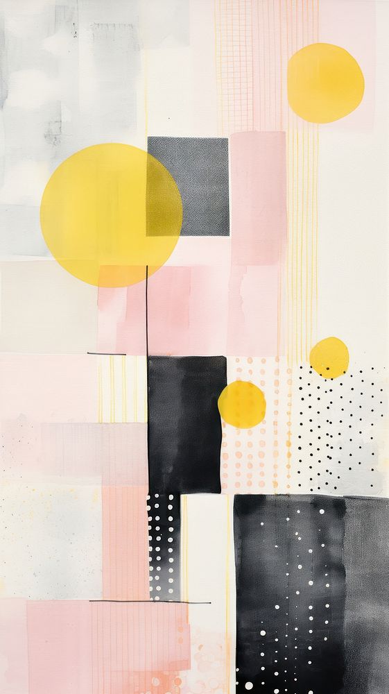 Polka dot pattern abstract painting collage.