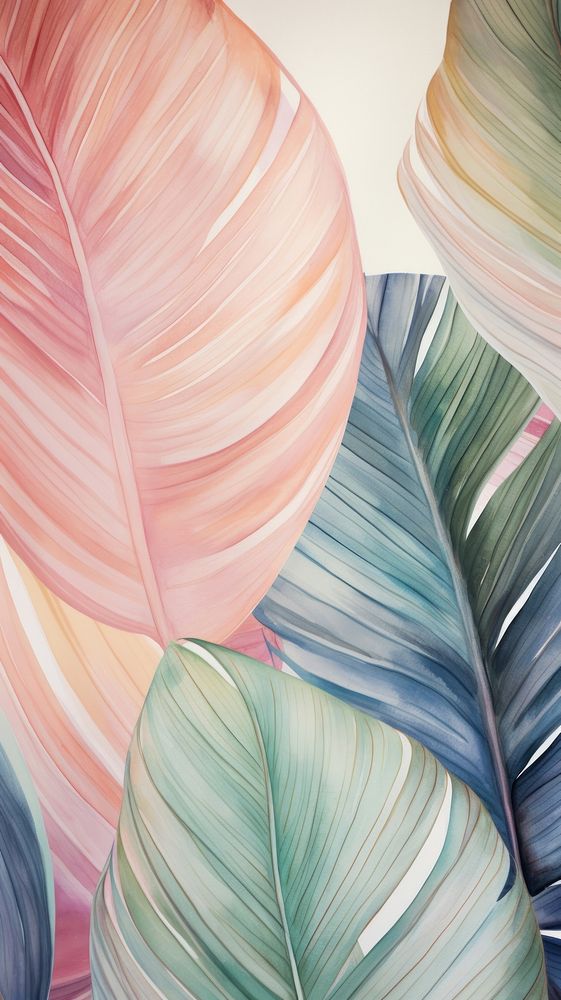 Palm leaves abstract painting plant.