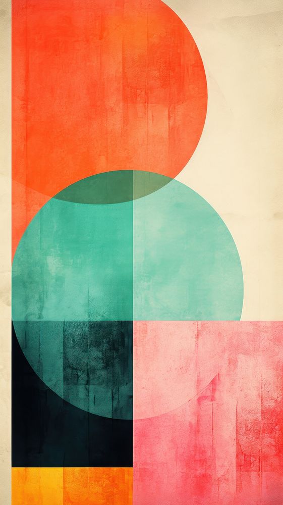 Retro color abstract painting shape.